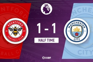 Hiệp 1 - Manchester City tạm dẫn Brentford 1-1, pha kiến ​​tạo của Flecken + 9 pha cứu thua, Foden gỡ hòa