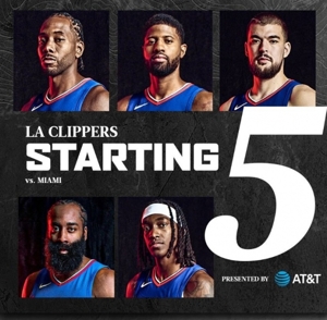 ra khơi! Đội hình xuất phát hôm nay của Clippers: Kawhi, George, Harden, Zubac, Mann