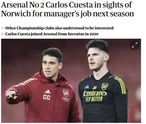 The Guardian: Norwich và các đội bóng Anh khác quan tâm mời trợ lý HLV 28 tuổi Cuesta của Arteta về làm huấn luyện viên