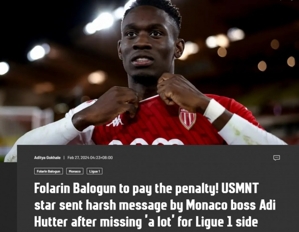 Balogun đã mất 4 điểm mùa này! HLV Monaco: Thực sự là quá đáng nhưng tôi hài lòng với màn trình diễn của cậu ấy