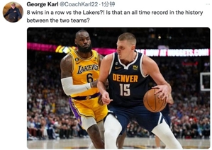 George Karl: Nuggets thắng 8 trận liên tiếp trước Lakers? Đây có phải là kỷ lục lịch sử giữa hai đội?