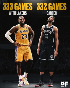 Thật đau lòng khi James đã chơi 333 trận trong sự nghiệp Lakers > Benxi đã chơi 332 trận trong sự nghiệp