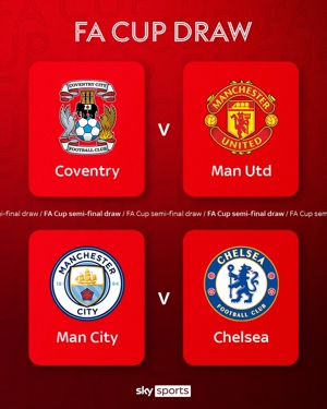 Bán kết FA Cup: Manchester City vs Chelsea, Coventry vs Manchester United