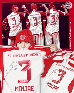 Bayern có sự hợp tác xuyên biên giới với nhóm nam Hàn Quốc Seventeen, với các thành viên của nhóm nam mặc áo đấu của Kim Min-jae