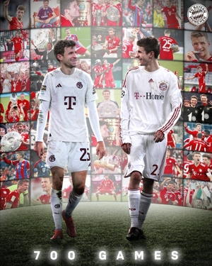 Một người, một thành phố! Muller chơi cho Bayern lần thứ 700 và là cầu thủ đầu tiên kể từ khi đội bóng này thăng hạng Bundesliga.